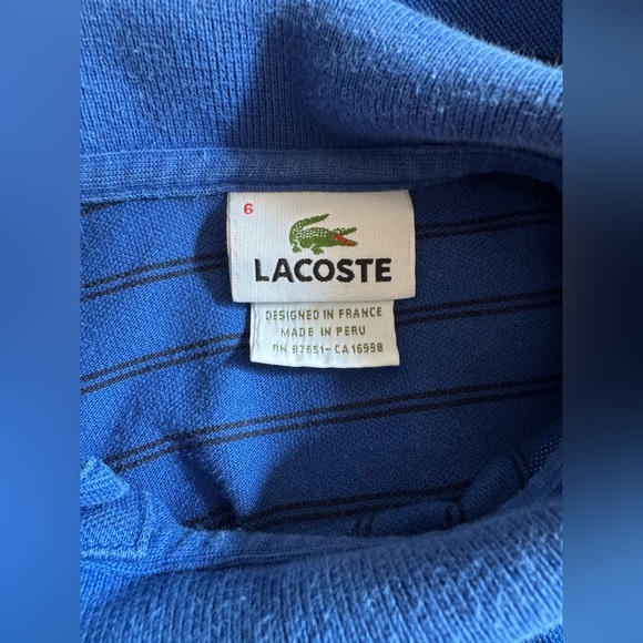 Lacoste Men’s Royal Blue Black Stripe Y2K Preppy Polo Shirt Size 6 Large - Picture 4 of 8